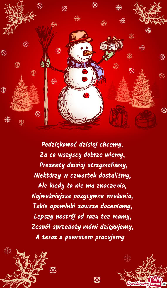 Podziękować dzisiaj chcemy