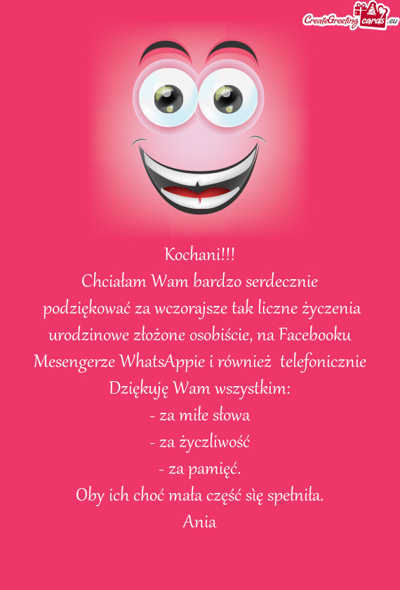 Podziękować za wczorajsze tak liczne życzenia urodzinowe złożone osobiście, na Facebooku Mese