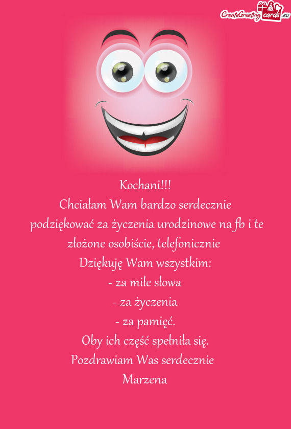 Podziękować za życzenia urodzinowe na fb i te złożone osobiście, telefonicznie