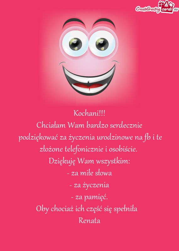 Podziękować za życzenia urodzinowe na fb i te złożone telefonicznie i osobiście