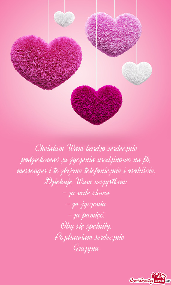 Podziękować za życzenia urodzinowe na fb, messenger i te złożone telefonicznie i osobiście