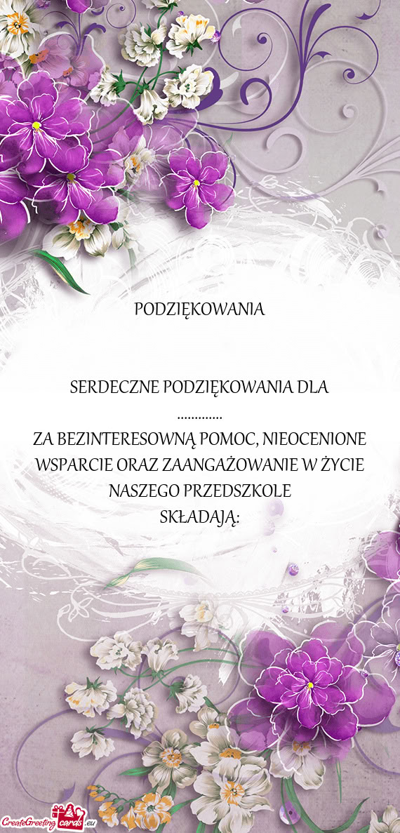PODZIĘKOWANIA  SERDECZNE PODZIĘKOWANIA DLA