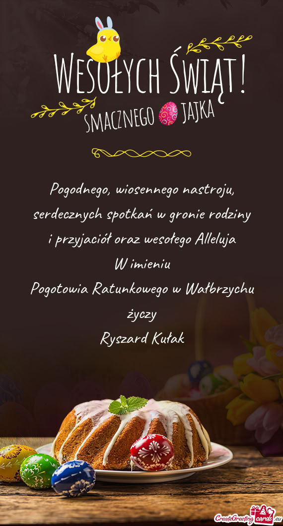 Pogodnego, wiosennego nastroju,  serdecznych spotkań w gronie rodziny  i