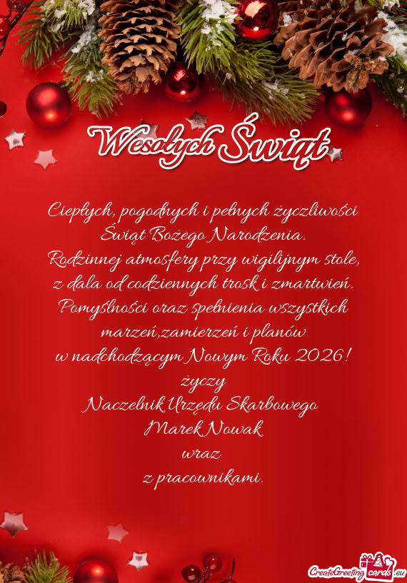 Pogodnych i pełnych życzliwości Świąt Bożego Narodzenia