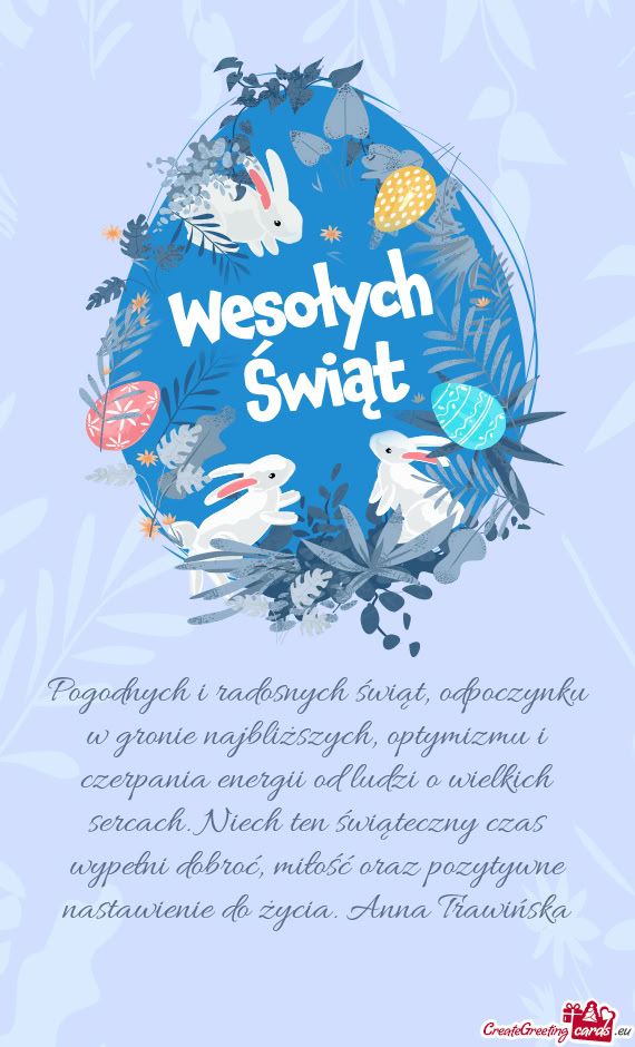 Pogodnych i radosnych świąt, odpoczynku w gronie najbliższych, optymizmu i czerpania energii od l