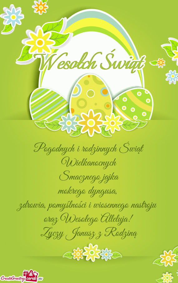 Pogodnych i rodzinnych Świąt Wielkanocnych Smacznego jajka mokrego dyngusa