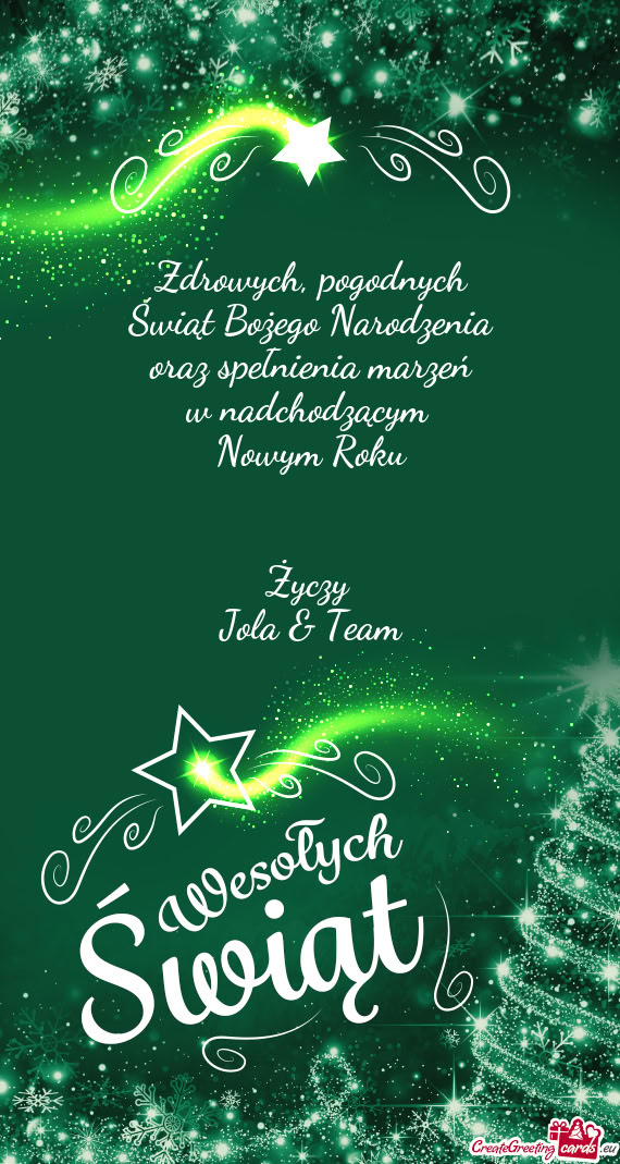 Pogodnych Świąt Bożego Narodzenia oraz spełnienia marzeń w nadchodzącym Nowym Roku