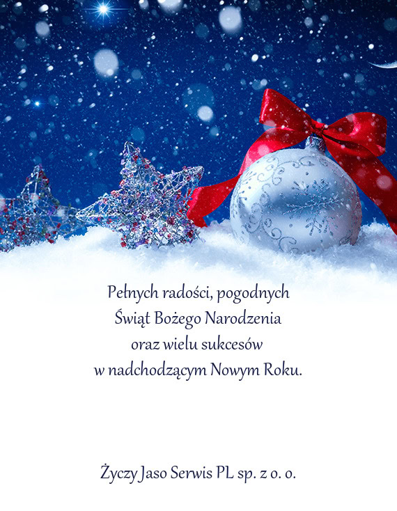 Pogodnych Świąt Bożego Narodzenia oraz wielu sukcesów w nadchodzącym Nowym Roku