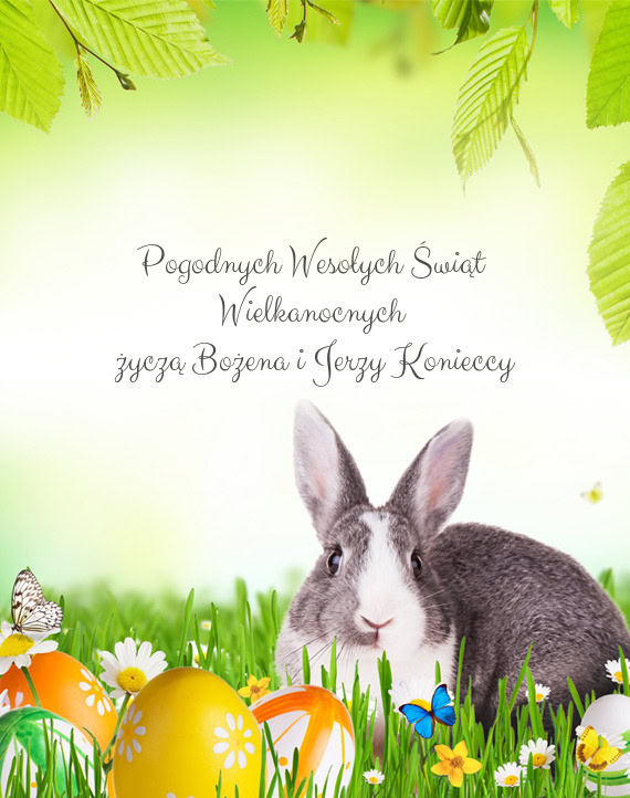 Pogodnych Wesołych Świąt  Wielkanocnych   życzą Bożena i Jerzy Konieccy