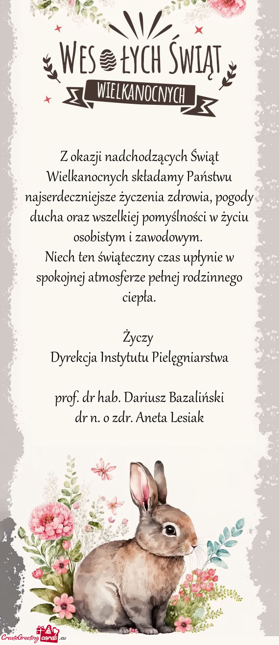 Pogody ducha oraz wszelkiej pomyślności w życiu osobistym i zawodowym