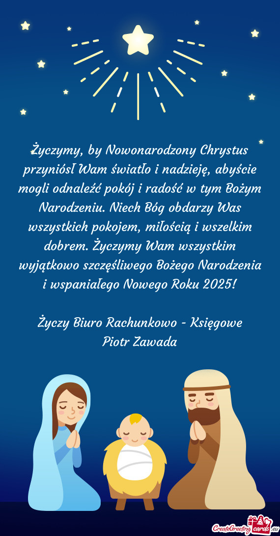 Pokój i radość w tym Bożym Narodzeniu. Niech Bóg obdarzy Was wszystkich pokojem, miłością i