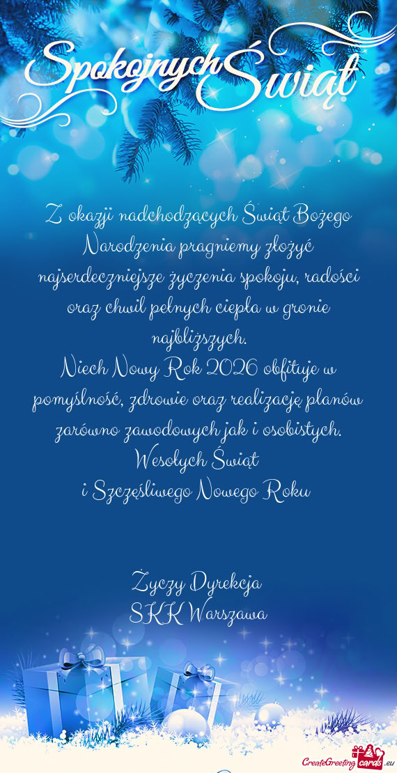 Pokoju, radości oraz chwil pełnych ciepła w gronie najbliższych