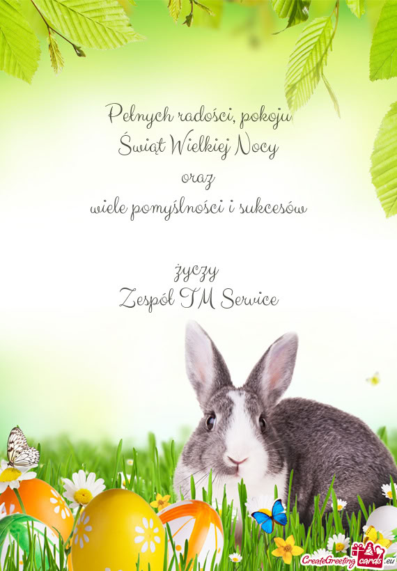 Pokoju Świąt Wielkiej Nocy oraz wiele pomyślności i sukcesów  Zespół TM Servic