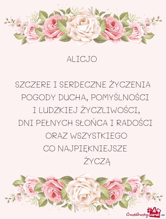 POMYŚLNOŚCI  I LUDZKIEJ ŻYCZLIWOŚCI