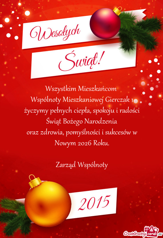 Pomyślności i sukcesów w Nowym 2026 Roku