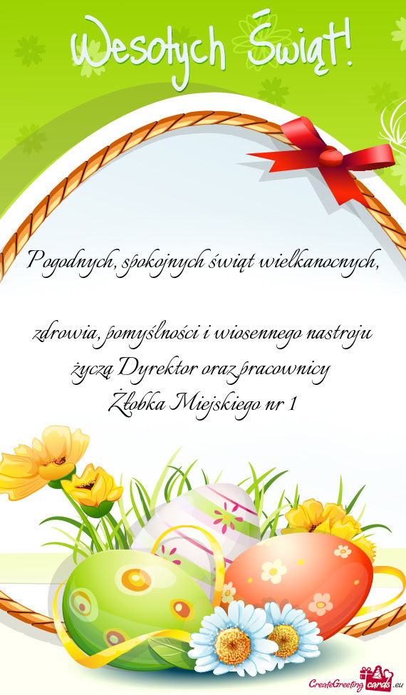 Pomyślności i wiosennego nastroju życzą Dyrektor oraz pracownicy Żłobka Miejskiego nr 1