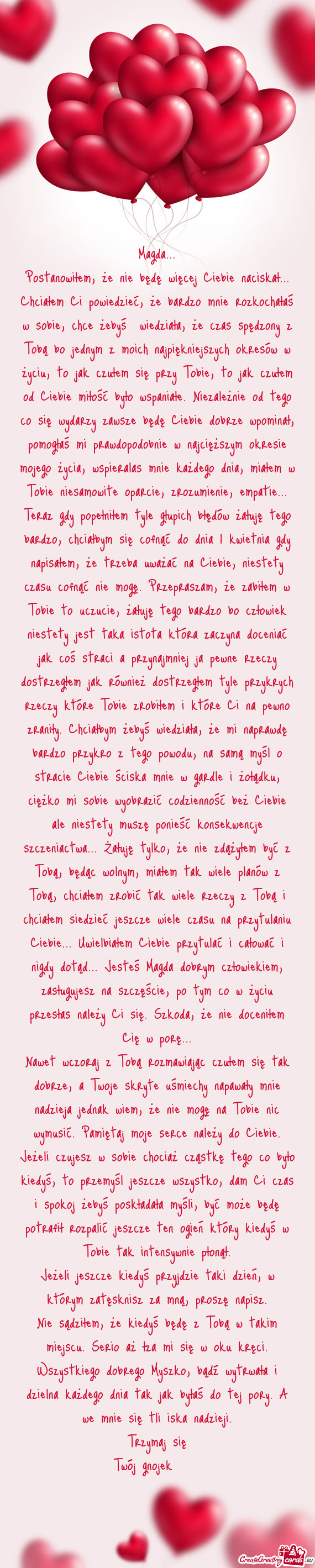 Postanowiłem, że nie będę więcej Ciebie naciskał