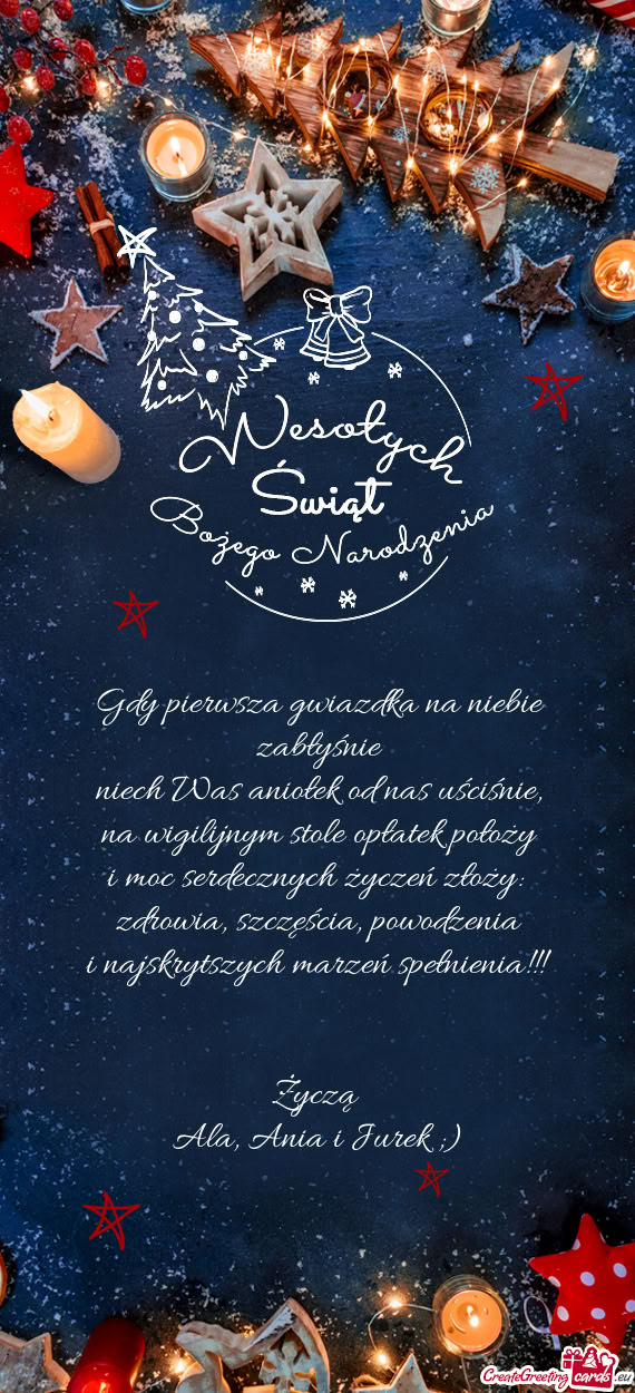 Powodzenia i najskrytszych marzeń spełnienia!!!  Życzą Ala