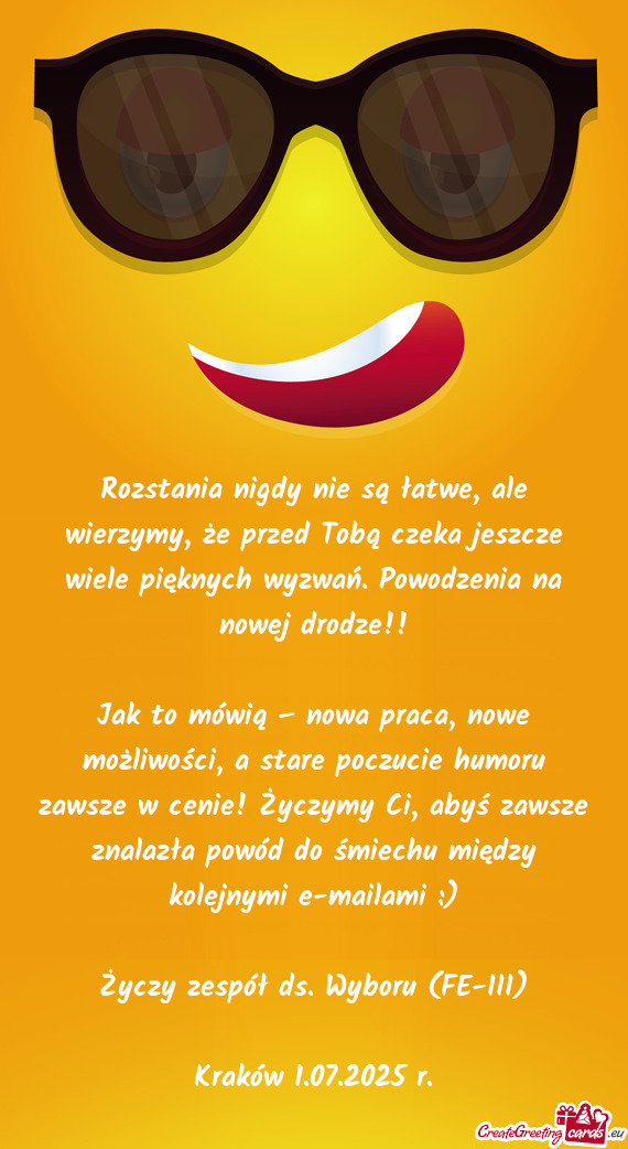 Powodzenia na nowej drodze