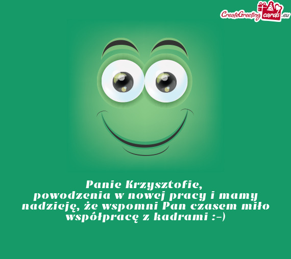 Powodzenia w nowej pracy i mamy nadzieję, że wspomni Pan czasem miło współpracę z kadrami :-)