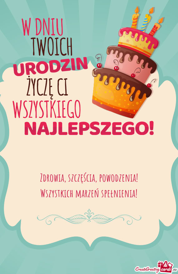 Powodzenia! Wszystkich marzeń spełnienia
