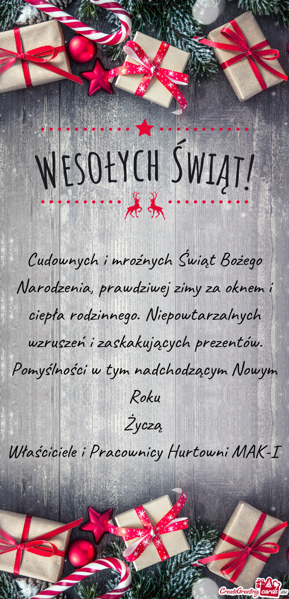 Powtarzalnych wzruszeń i zaskakujących prezentów. Pomyślności w tym nadchodzącym Nowym Roku