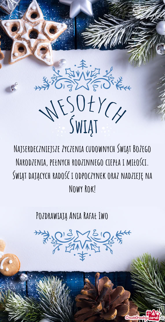 Pozdrawiają Ania Rafał Iwo🎄⭐️🎁❄️