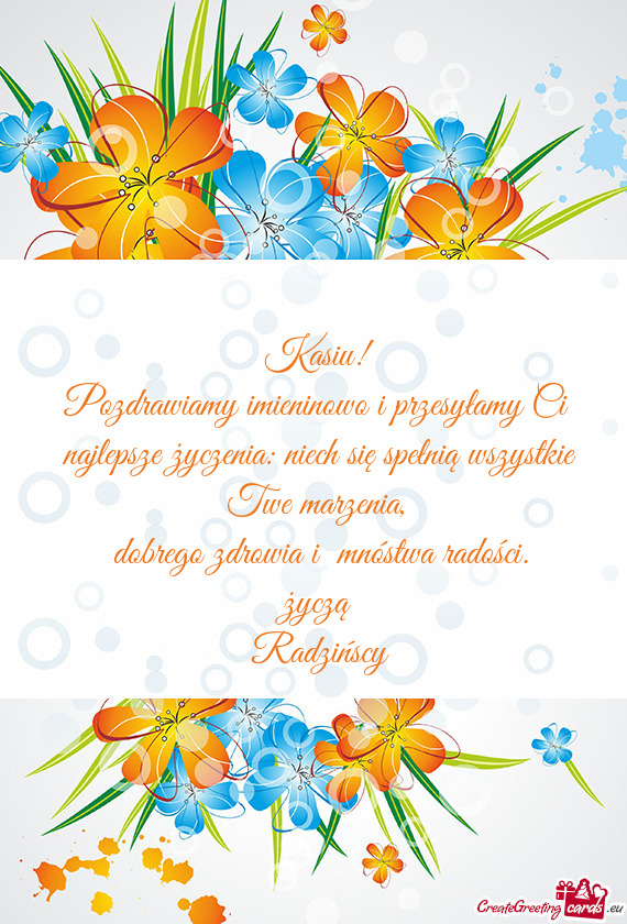 Pozdrawiamy imieninowo i przesyłamy Ci