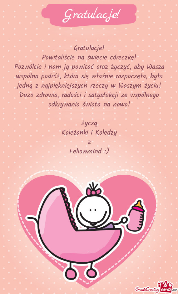 Pozwólcie i nam ją powitać oraz życzyć, aby Wasza wspólna podróż, która się właśnie rozp