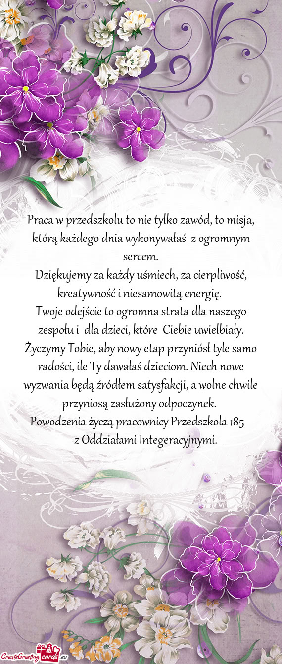 Praca w przedszkolu to nie tylko zawód, to misja, którą każdego dnia wykonywałaś z ogromnym s