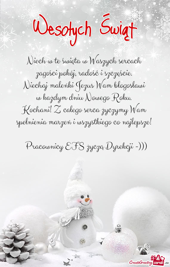 Pracownicy EFS życzą Dyrekcji -)))