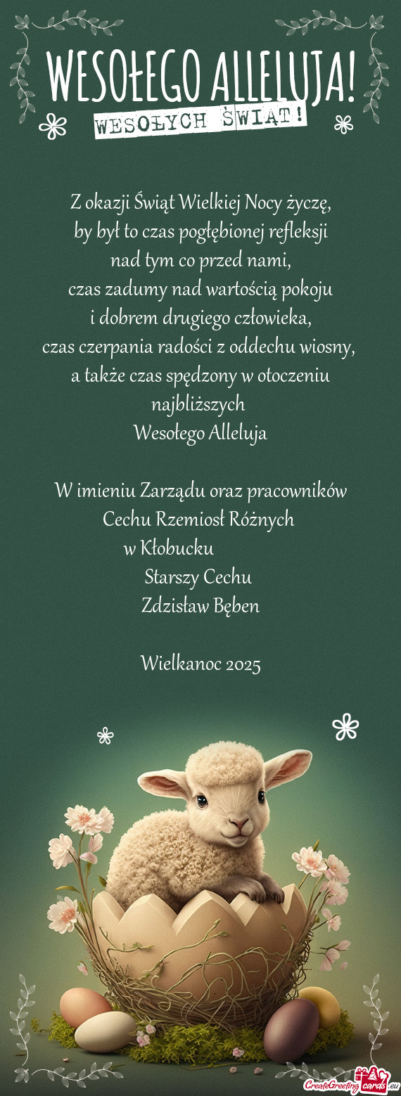 Pracowników Cechu Rzemiosł Różnych w Kłobucku     Starszy Cechu Zdzisław Bę