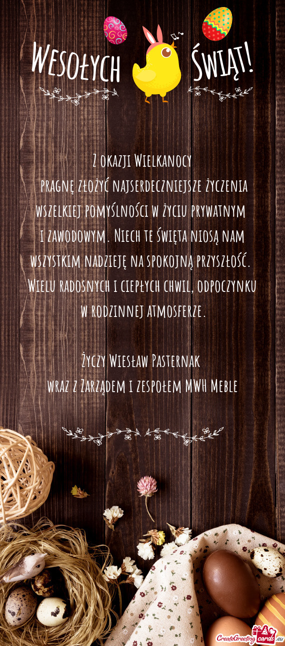 Pragnę złożyć najserdeczniejsze życzenia wszelkiej pomyślności w życiu prywatnym