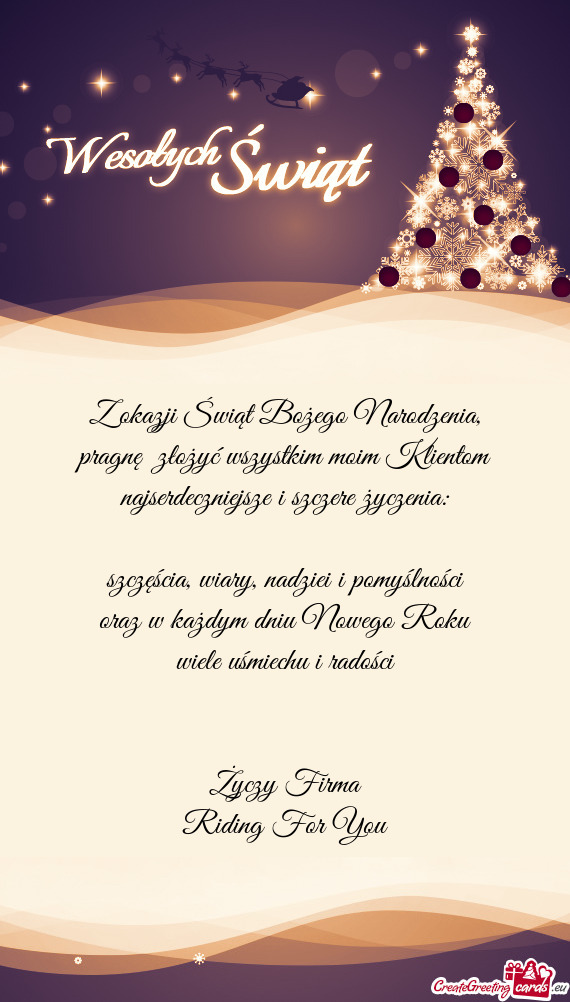 Pragnę złożyć wszystkim moim Klientom najserdeczniejsze i szczere życzenia