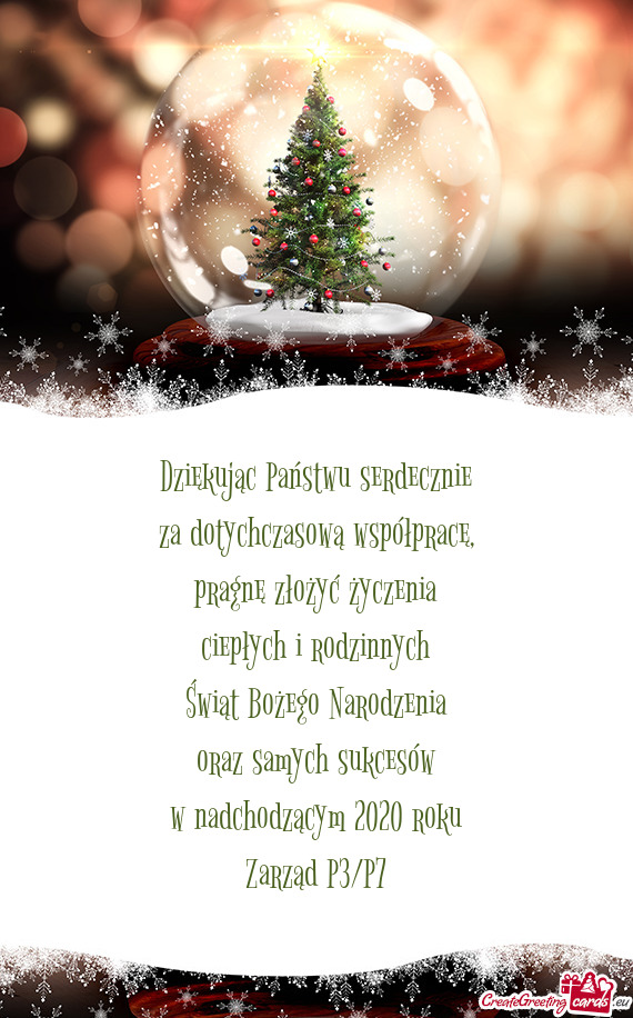 Pragnę złożyć życzenia
 ciepłych i rodzinnych
 Świąt Bożego Narodzenia
 oraz samych sukce