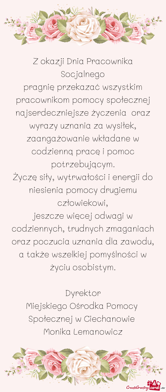 Pragnię przekazać wszystkim pracownikom pomocy społecznej