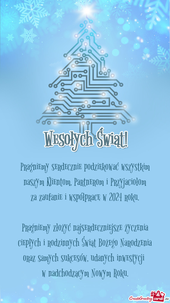 Pragniemy serdecznie podziękować wszystkim naszym Klientom, Partnerom i Przyjaciołom