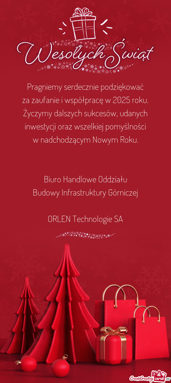Pragniemy serdecznie podziękować za zaufanie i współpracę w 2025 roku