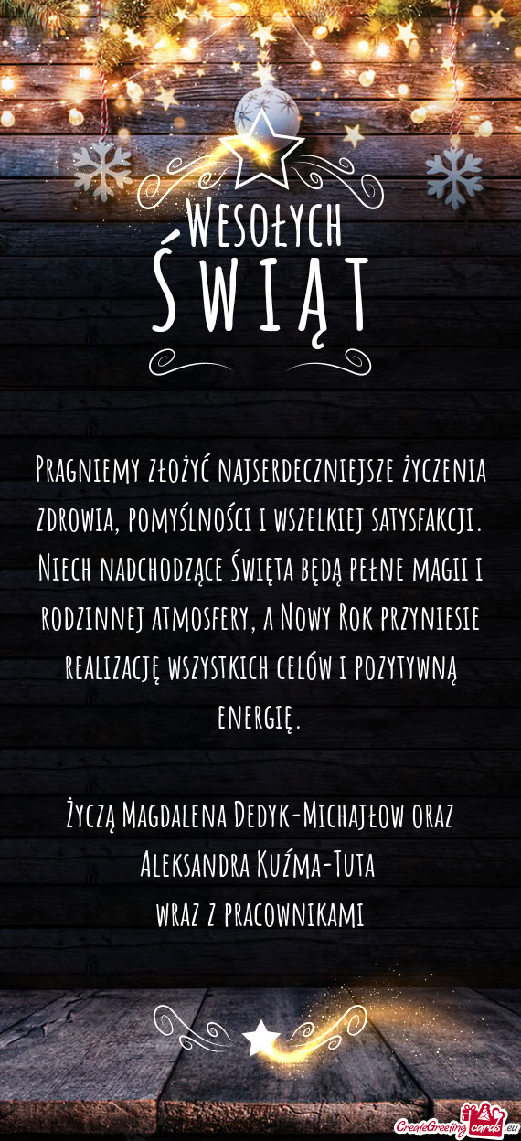 Pragniemy złożyć najserdeczniejsze życzenia zdrowia, pomyślności i wszelkiej satysfakcji. Niec