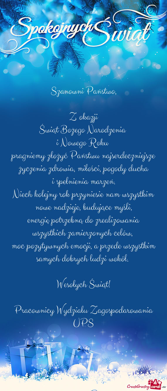 Pragniemy złożyć Państwu najserdeczniejsze życzenia zdrowia, miłości, pogody ducha