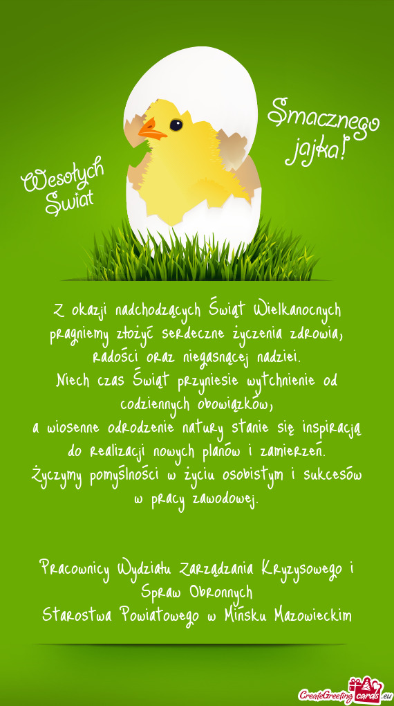 Pragniemy złożyć serdeczne życzenia zdrowia, radości oraz niegasnącej nadziei