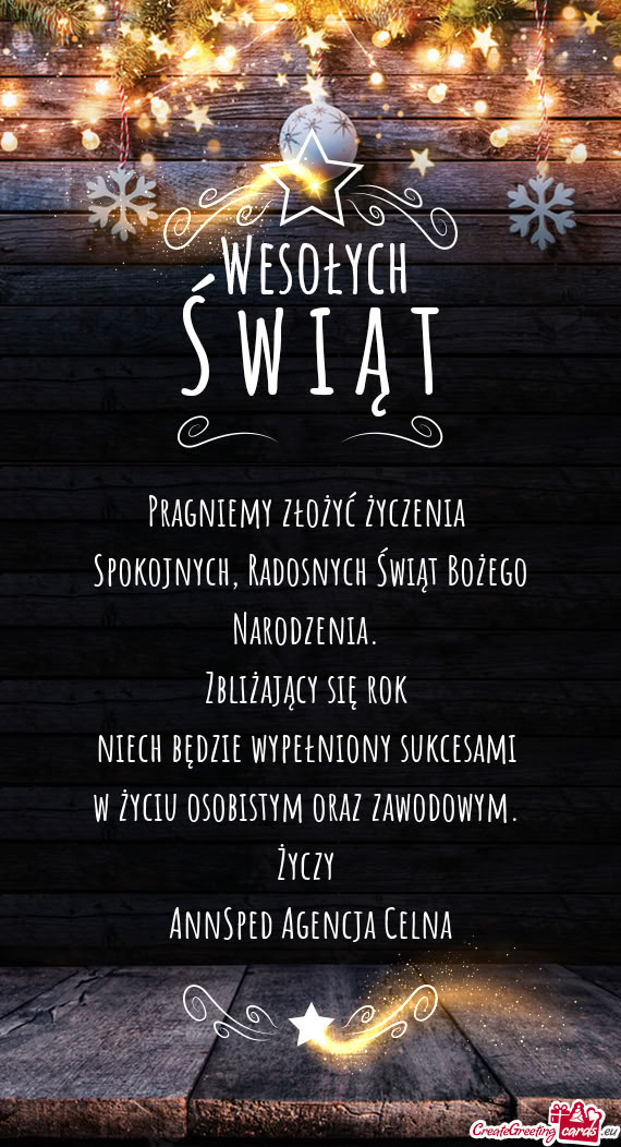 Pragniemy złożyć życzenia   Spokojnych, Radosnych Świąt Bożego