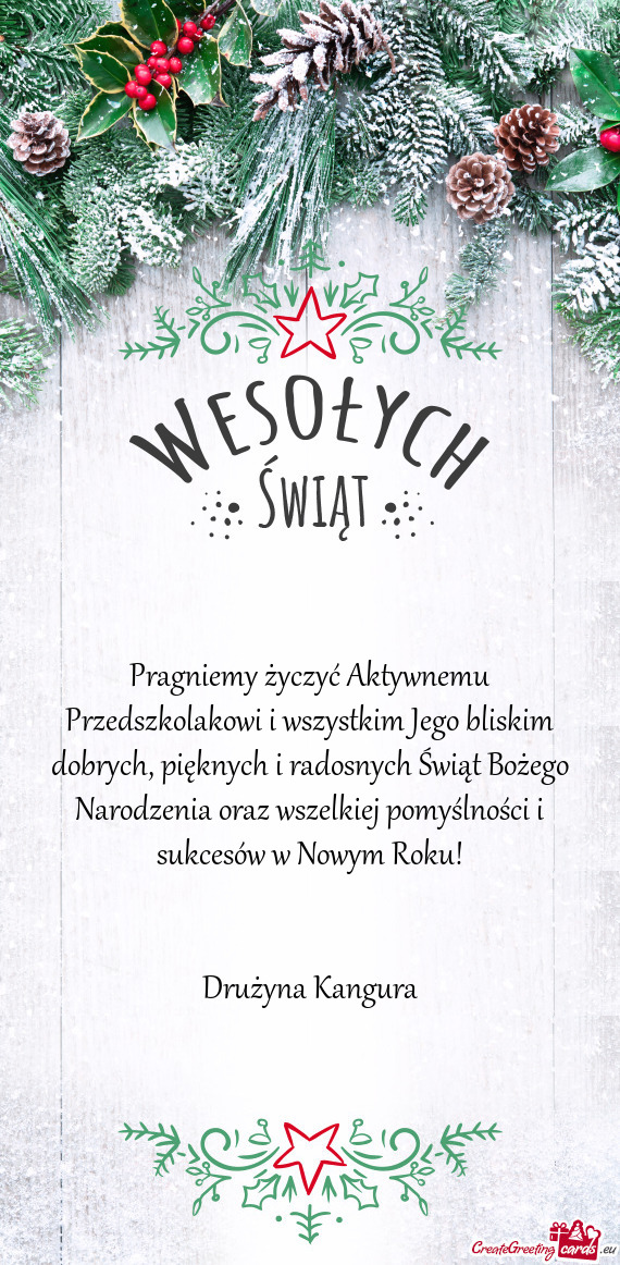 Pragniemy życzyć Aktywnemu Przedszkolakowi i wszystkim Jego bliskim dobrych, pięknych i radosnych