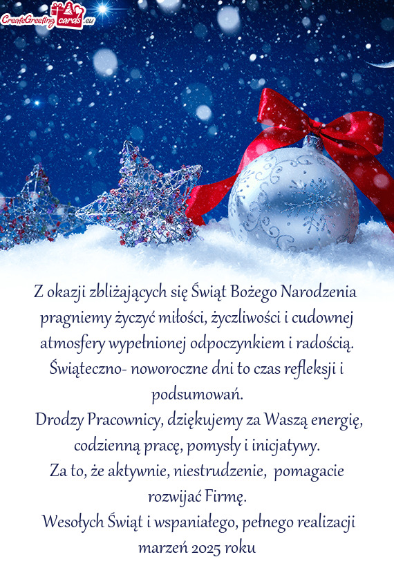 Pragniemy życzyć miłości, życzliwości i cudownej atmosfery wypełnionej odpoczynkiem i radośc