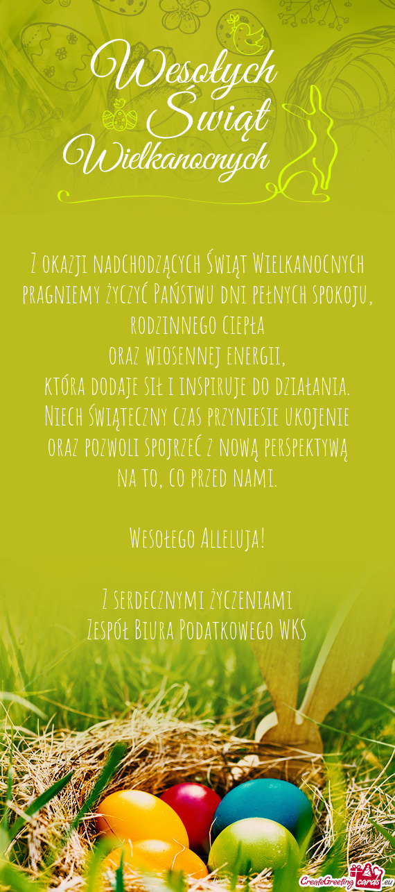 Pragniemy życzyć Państwu dni pełnych spokoju, rodzinnego ciepła