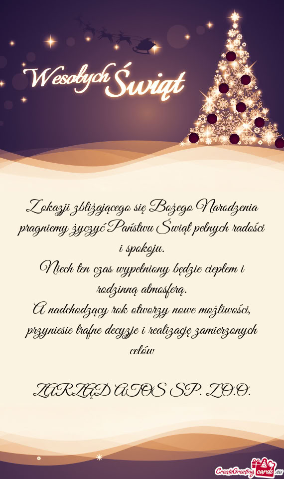 Pragniemy życzyć Państwu Świąt pełnych radości i spokoju