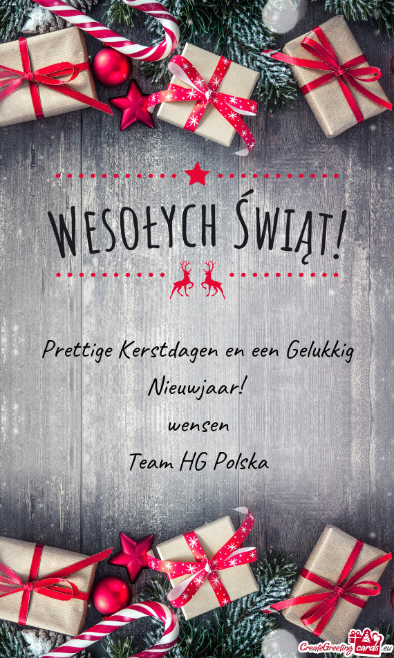 Prettige Kerstdagen en een Gelukkig Nieuwjaar! wensen Team HG Polska