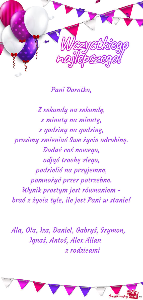 Prosimy zmieniać Swe życie odrobinę