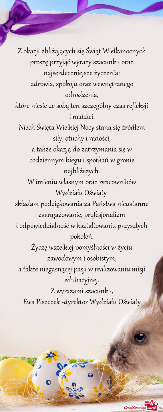 Proszę przyjąć wyrazy szacunku oraz najserdeczniejsze życzenia