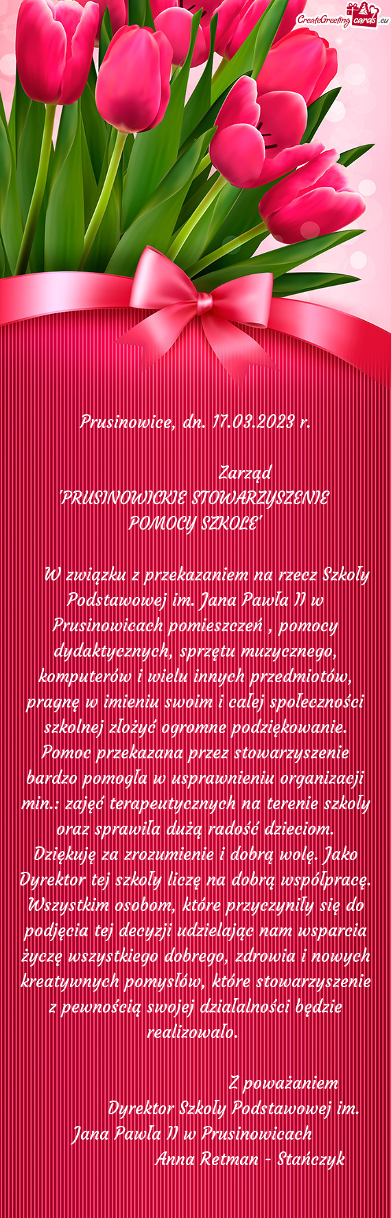 Prusinowice, dn. 17.03.2023 r